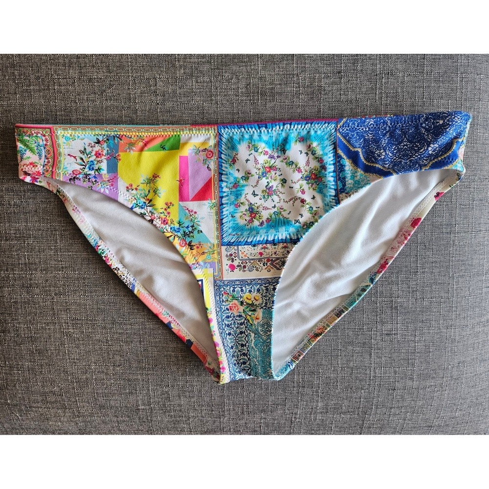 Johnny Was Iva Hipster Bikini Bottoms Colorful Patchwork Floral Boho Pattern Med